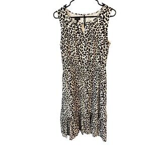 NWT Talbots Women’s  Size 6 Leopard Print Ruffle Hem Sleeveless Tank Maxi Dress
